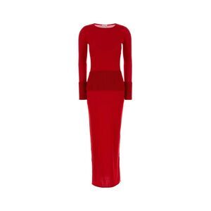 Alaia Women Red Wool Dress